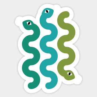 Squiggly Snakes on Teal Green – Retro 70s Wavy Snake Pattern Sticker